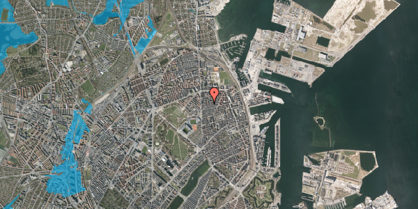 Oversvømmelsesrisiko fra vandløb på Koldinggade 21, st. , 2100 København Ø