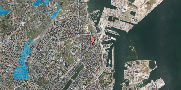 Oversvømmelsesrisiko fra vandløb på Krausesvej 21, 4. tv, 2100 København Ø