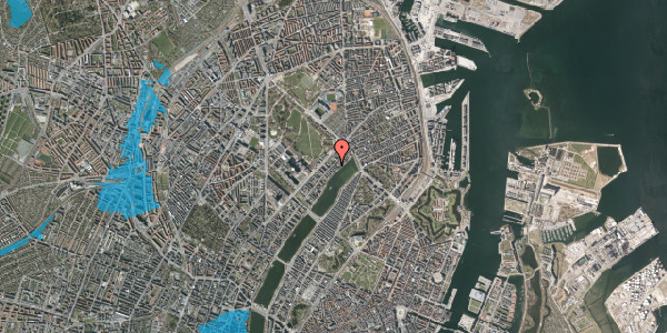 Oversvømmelsesrisiko fra vandløb på Kroghsgade 6, 1. th, 2100 København Ø