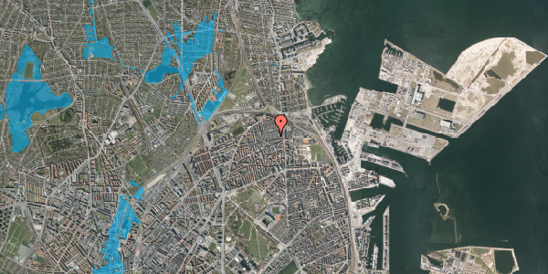 Oversvømmelsesrisiko fra vandløb på Kuhlausgade 6, 1. , 2100 København Ø