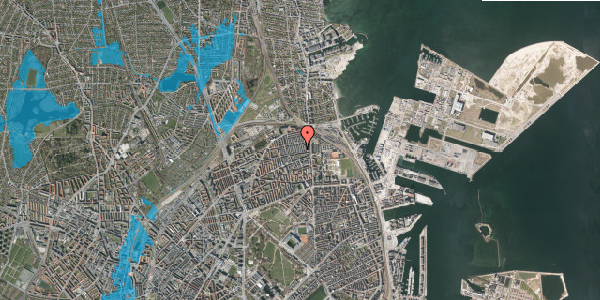 Oversvømmelsesrisiko fra vandløb på Kuhlausgade 10, 2100 København Ø