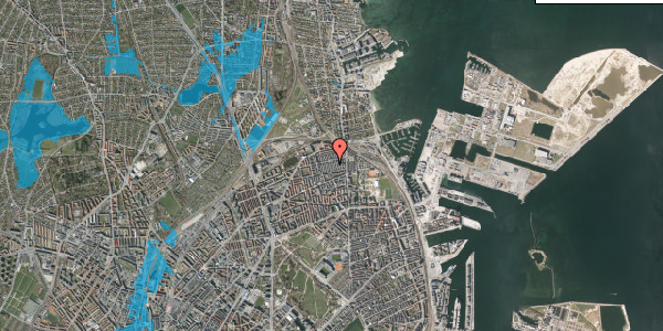 Oversvømmelsesrisiko fra vandløb på Kuhlausgade 23, 2100 København Ø
