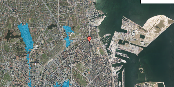 Oversvømmelsesrisiko fra vandløb på Kuhlausgade 50, 2100 København Ø