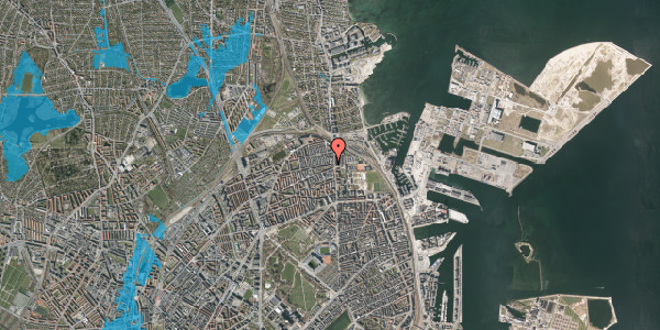 Oversvømmelsesrisiko fra vandløb på Landskronagade 3A, st. 2, 2100 København Ø
