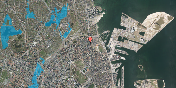 Oversvømmelsesrisiko fra vandløb på Landskronagade 6, st. th, 2100 København Ø