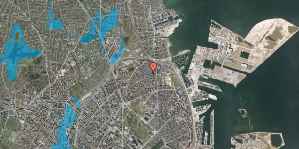 Oversvømmelsesrisiko fra vandløb på Landskronagade 11, st. 1, 2100 København Ø