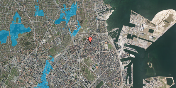 Oversvømmelsesrisiko fra vandløb på Landskronagade 47, st. tv, 2100 København Ø