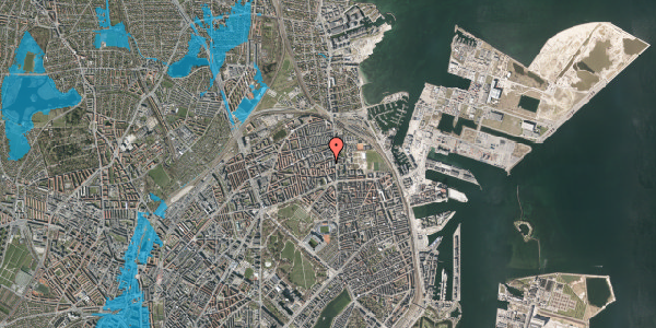 Oversvømmelsesrisiko fra vandløb på Langesund 13, 1. th, 2100 København Ø
