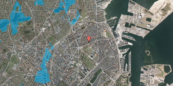 Oversvømmelsesrisiko fra vandløb på Langøgade 7, 1. th, 2100 København Ø