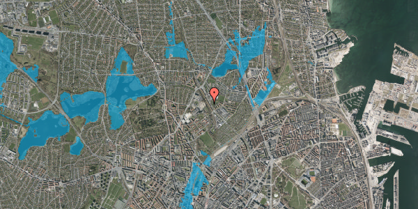 Oversvømmelsesrisiko fra vandløb på Lersø Parkallé 133, 1. th, 2100 København Ø