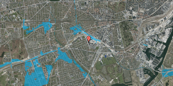 Oversvømmelsesrisiko fra vandløb på Lindehaven 15B, 2500 Valby