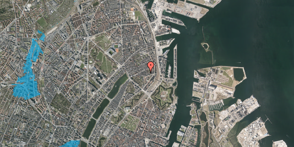 Oversvømmelsesrisiko fra vandløb på Livjægergade 17, 2. 1, 2100 København Ø