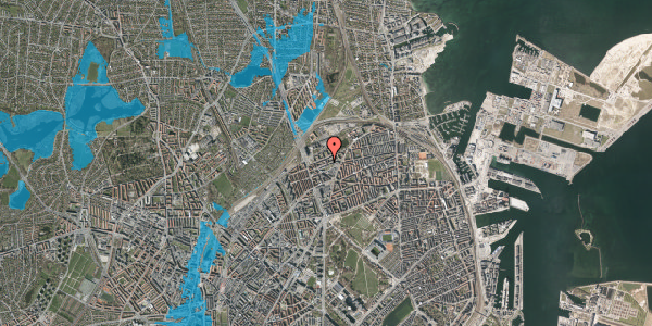 Oversvømmelsesrisiko fra vandløb på Livøgade 9, 1. th, 2100 København Ø
