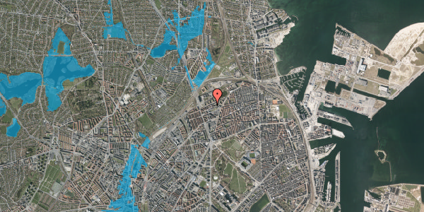 Oversvømmelsesrisiko fra vandløb på Livøgade 11, 1. th, 2100 København Ø