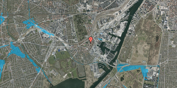 Oversvømmelsesrisiko fra vandløb på Louis Pios Gade 9, st. th, 2450 København SV