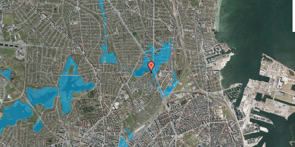 Oversvømmelsesrisiko fra vandløb på Lundehusvej 9, 2100 København Ø