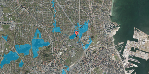 Oversvømmelsesrisiko fra vandløb på Lundehusvej 10B, 2100 København Ø