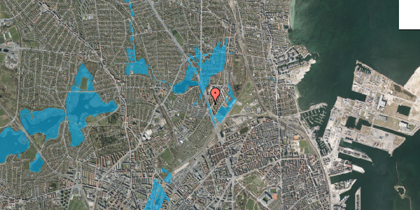 Oversvømmelsesrisiko fra vandløb på Lyngbyvej 150, st. tv, 2100 København Ø