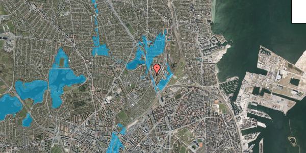 Oversvømmelsesrisiko fra vandløb på Lyngbyvej 158, 2. tv, 2100 København Ø