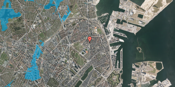 Oversvømmelsesrisiko fra vandløb på Marskensgade 11, 2100 København Ø