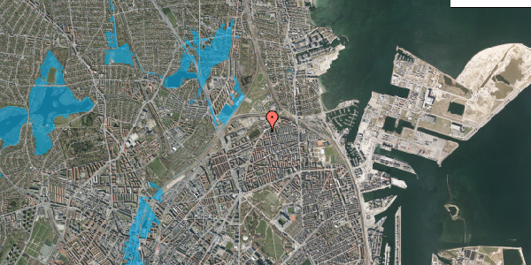 Oversvømmelsesrisiko fra vandløb på Marthagade 12, 3. th, 2100 København Ø