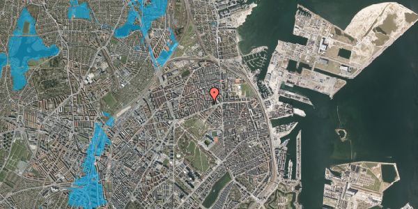 Oversvømmelsesrisiko fra vandløb på Masnedøgade 2D, 2. 22, 2100 København Ø