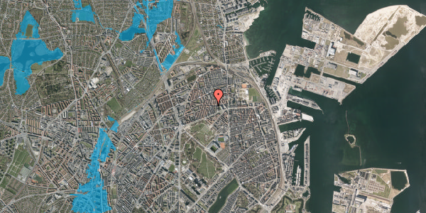 Oversvømmelsesrisiko fra vandløb på Masnedøgade 10, 1. 101, 2100 København Ø