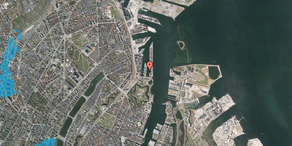 Oversvømmelsesrisiko fra vandløb på Midtermolen 8, st. 2, 2100 København Ø