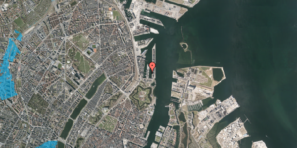 Oversvømmelsesrisiko fra vandløb på Midtermolen 10, 2. tv, 2100 København Ø