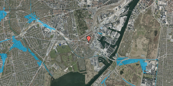Oversvømmelsesrisiko fra vandløb på Mozarts Plads 2, 1. 13, 2450 København SV