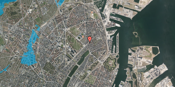 Oversvømmelsesrisiko fra vandløb på Nordre Frihavnsgade 5, 3. tv, 2100 København Ø
