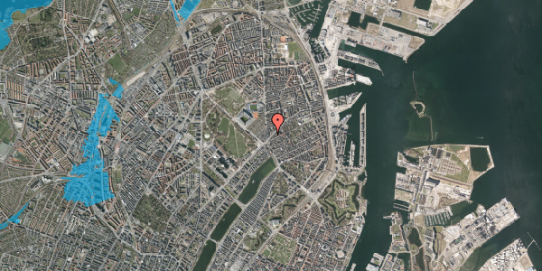 Oversvømmelsesrisiko fra vandløb på Nordre Frihavnsgade 9, st. mf, 2100 København Ø