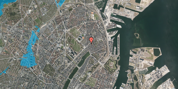 Oversvømmelsesrisiko fra vandløb på Nordre Frihavnsgade 12A, st. tv, 2100 København Ø