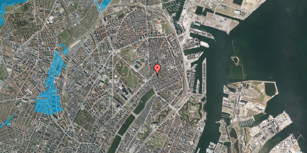 Oversvømmelsesrisiko fra vandløb på Nordre Frihavnsgade 12B, st. tv, 2100 København Ø