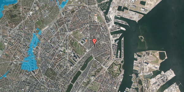 Oversvømmelsesrisiko fra vandløb på Nordre Frihavnsgade 15A, st. tv, 2100 København Ø