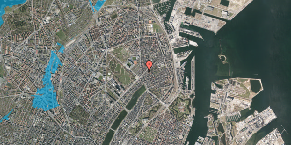 Oversvømmelsesrisiko fra vandløb på Nordre Frihavnsgade 16, st. th, 2100 København Ø