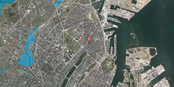 Oversvømmelsesrisiko fra vandløb på Nordre Frihavnsgade 18, st. th, 2100 København Ø