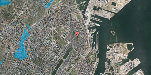 Oversvømmelsesrisiko fra vandløb på Nordre Frihavnsgade 32A, st. tv, 2100 København Ø