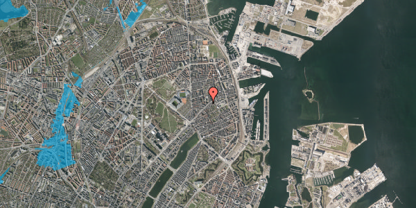 Oversvømmelsesrisiko fra vandløb på Nordre Frihavnsgade 45, st. th, 2100 København Ø