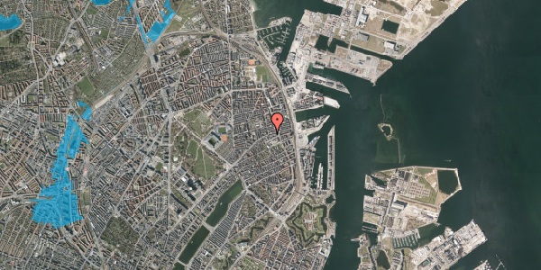 Oversvømmelsesrisiko fra vandløb på Nordre Frihavnsgade 80, st. tv, 2100 København Ø