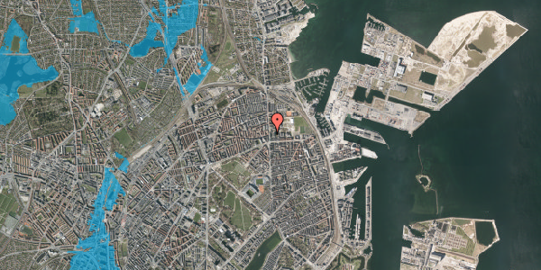 Oversvømmelsesrisiko fra vandløb på Nyborggade 5, 6. tv, 2100 København Ø