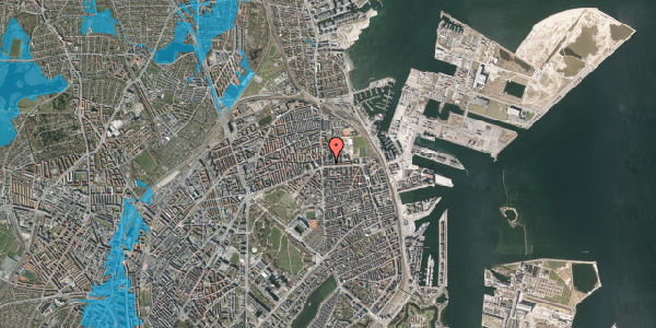 Oversvømmelsesrisiko fra vandløb på Nyborggade 6, 1. tv, 2100 København Ø