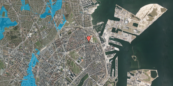 Oversvømmelsesrisiko fra vandløb på Nyborggade 11F, 4. 234, 2100 København Ø