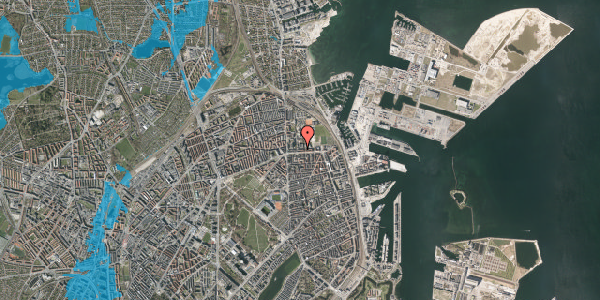 Oversvømmelsesrisiko fra vandløb på Nyborggade 20, st. th, 2100 København Ø