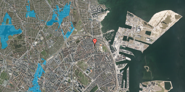 Oversvømmelsesrisiko fra vandløb på Nygårdsvej 1, 1. tv, 2100 København Ø