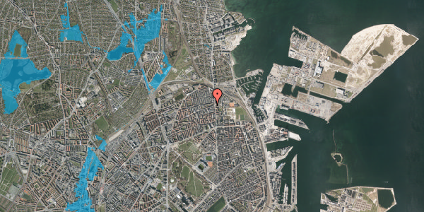 Oversvømmelsesrisiko fra vandløb på Nygårdsvej 4, 2. tv, 2100 København Ø