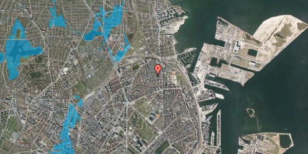 Oversvømmelsesrisiko fra vandløb på Nygårdsvej 15, 3. th, 2100 København Ø