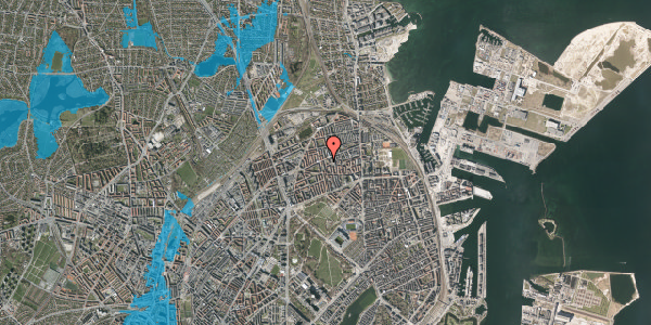 Oversvømmelsesrisiko fra vandløb på Nygårdsvej 41D, st. tv, 2100 København Ø