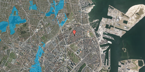 Oversvømmelsesrisiko fra vandløb på Nygårdsvej 49A, st. tv, 2100 København Ø