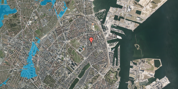 Oversvømmelsesrisiko fra vandløb på Nøjsomhedsvej 11, 3. th, 2100 København Ø